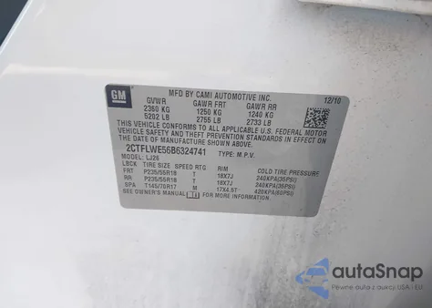 2011 GMC Terrain Slt-2 из США, поврежденный, VIN 2CTFLWE56B6324741